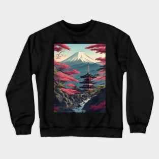 Serene Mount Fuji Sunset - Peaceful River Scenery Crewneck Sweatshirt